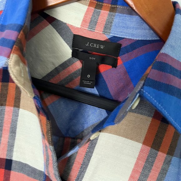 J. Crew Women's Red/Blue Pacey Plaid Classic-fit Boy button up Shirt Sz 0 - Picture 2 of 11